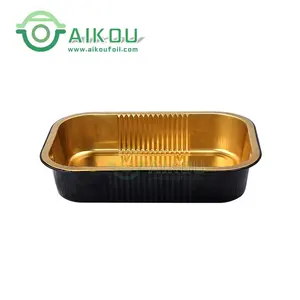 Aluminum foil lunch boxes black and gold used in fast food industry aluminium takeaway containers roast chicken aluminium tray