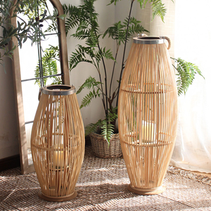 Lámpara de Pie Moderna de Estilo Coreano con Pantalla Tejida, Lámpara de Bambú para Decoración de Habitaciones de Hotel - Product Image 5