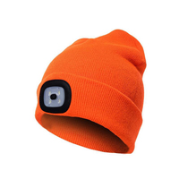 Gorro con Lámpara Frontal LED Recargable por USB, Manos Libres, 4 LED, Gorro de Punto Cálido de Invierno, Unisex, con Luz
