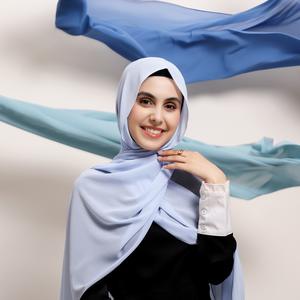 新款上市平纹麦地那真丝披肩飘逸厚雪纺时尚围巾头巾伊斯兰女性抗皱头饰 - Product Image 1