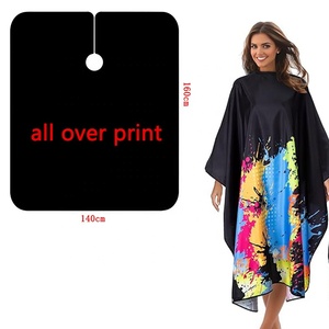 Cape de Barbier en Polyester Pongee <span class=keywords><strong>à</strong></span> Impression Intégrale <span class=keywords><strong>avec</strong></span> Fermeture <span class=keywords><strong>à</strong></span> Boutons Métalliques et Clips, Cape de Coiffeur pour Salon de Beauté - Product Image 1