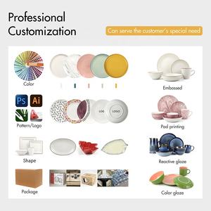 Vente en gros <span class=keywords><strong>assiette</strong></span> céramique en terre cuite <span class=keywords><strong>assiette</strong></span> en grès bol tasse ensemble de dîner service de table vaisselle - Product Image 4