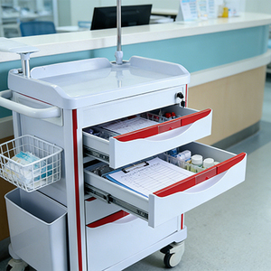 Carrito de Tratamiento Médico de Emergencia para Hospital <span class=keywords><strong>Hochey</strong></span> con 5 Cajones, Contenedor de Basura, Cierre Centralizado - Carrito de Plástico Resistente - Product Image 5
