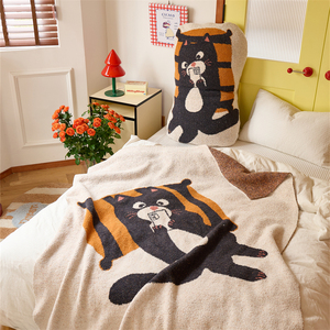 Accepter personnalisé 100% polyester mignon chat Jacquard tricoté couverture pour la décoration de la maison cadeau couverture en microfibre OEKO-TEX <span class=keywords><strong>LGL</strong></span> - Product Image 5