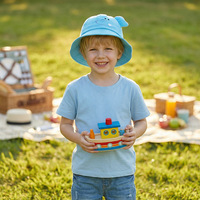 Chapeau Bob de Pêcheur Panama pour Enfants et Parents, Motif Animal Mignon et Amusant, avec Oreilles de Grenouille, Protection Solaire pour la Randonnée en Plein Air et la Plage