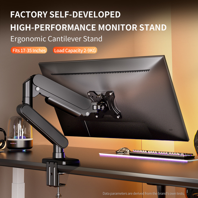 OEM ODM Custom Gas Spring Single Monitor Arm 17-35 Inch 360 Swivel Ergonomic VESA Mount Desk Clamp Customizable Texture