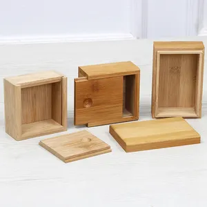 Farklı şekil katı bambu ahşap kutu ambalaj kutusu çekme kapağı hediye takı alma ambalaj kutusu