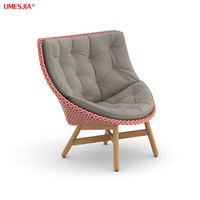 Fauteuil d'extérieur en rotin avec dossier haut, chaise à bascule, pieds en teck, design moderne, pour jardin, offre spéciale