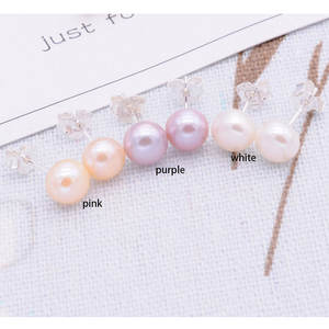 Alla rinfusa, piccolo, vero e proprio orecchino con <span class=keywords><strong>perla</strong></span> <span class=keywords><strong>di</strong></span> acqua dolce, S925, perle in argento sterling, borchie, gioielli senza nickel, donne minimaliste - Product Image 1