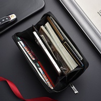 Nieuwe Grote Capaciteit, Multifunctionele Stiksels Pu Lederen Lange Rits Portemonnee Met Polsband Voor Mannen, Gentleman Telefoon Tas Portemonnee