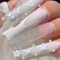 Uñas postizas de cobertura completa al por mayor para mujer con pegamento, uñas pre-diseñadas en forma de ataúd