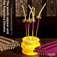 Bâtons d'encens floraux FUYUN A2265 au bois de santal et bambou pour la maison et le temple, pour la prospérité et l'abondance, emballage en sachet plastique