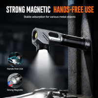 Linterna de Alta Potencia 30W Ultrabrillante de Aleación de Aluminio Multifunción con Succión Magnética, Luz Estroboscópica, Enfoque Fijo, Recargable de Larga Duración