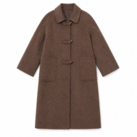 Manteau ample vintage pour femme avec grandes poches plaquées cousues à la main, veste décontractée en mélange de laine pour l'hiver avec fermeture boutonnée