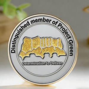 Moneda Conmemorativa para Miembros de la Sociedad de Excelencia, Aleación de Zinc, Base Plateada Electrochapada, Borde con Relieve de Polvo Dorado Brillante - Product Image 1