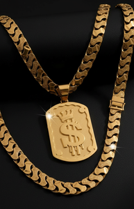 Nuova Collana ZH con Ciondolo Corona USD in Stile Hip Hop, Catena Cubana Geometrica Placcata Oro 24K, Gioiello Unisex in Ottone - Product Image 2