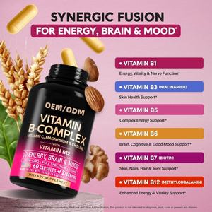 Cápsulas de <span class=keywords><strong>Complejo</strong></span> Vitamínico <span class=keywords><strong>B</strong></span> OEM/ODM <span class=keywords><strong>que</strong></span> Contienen B2, B12, B1, B3, B5, B6, B7, B8, B9, <span class=keywords><strong>que</strong></span> Favorecen la Energía y la Función Cerebral - Product Image 2
