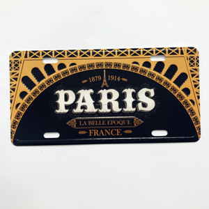 Plaque d'immatriculation de voiture en aluminium pour cadeaux souvenirs Plaque d'immatriculation en métal gaufré personnalisée France Paris Logo - Product Image 3