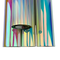 Roll Vinyl Holografik Iridescent Perekat Sendiri yang Dapat Dicetak, Biru Merah Laser Pelangi Film Chrome untuk Printer Inkjet