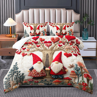 Ensemble de couette pour couple de gnomes de la Saint-Valentin, style rustique champêtre, elfe nain, couette douce en microfibre
