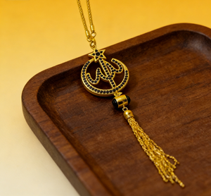 642189 Decorazione Islamica per Ramadan ed Eid, Pendente Ornamentale Piccolo in Metallo Dorato <span class=keywords><strong>con</strong></span> Design a <span class=keywords><strong>Mezzaluna</strong></span> e <span class=keywords><strong>Stella</strong></span>, Nappa <span class=keywords><strong>con</strong></span> Perline di Cristallo Impermeabile - Product Image 4