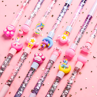 Stylo gel mignon à motif de dessin animé, corps brillant avec paillettes, papeterie Kawaii pour filles, école, bureau, cadeau, encre noire 0,5 mm