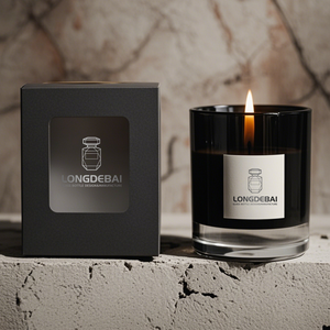 Stiker Label Bulat Kustom untuk Wadah Lilin Kosong Mewah 6oz 10oz 12oz 14oz Stoples Lilin Kaca Amber Silinder dengan Kotak dan Tutup - Product Image 3