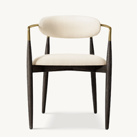 Fauteuils de restaurant de maison de luxe Mobilier Mobilier Cadre en bois de chêne Bras en métal Chaises de salle à manger
