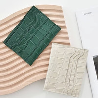 Dompet Kulit PU Motif Buaya Tipis, Kantong Vertikal Multifungsi, Tempat Kartu Identitas, Kartu Kredit, Logo Timbul, Tempat Kartu Kulit