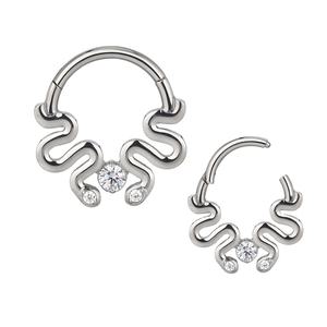 Fábrica ASTM F136 Titanio Tabique Nariz Piercing Helix Cartílago Rook Aro Pendiente Bisagras Clicker Segmento Nariz Anillos - Product Image 2