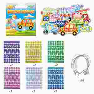 Kits d'autocollants mosaïques créatifs pour enfants, 10 thèmes de véhicules, idéal pour garçons et filles, activité artistique en feuille d'aluminium, cadeau parfait - Product Image 1