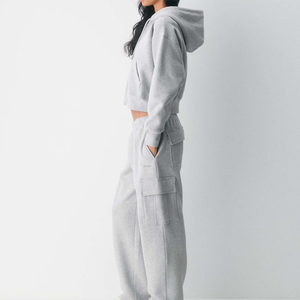 Conjunto de Sudadera con Capucha y Pantalones Deportivos de Felpa Francesa con Logotipo Bordado para Mujer, Ropa Deportiva Informal para Entrenamiento - Product Image 3