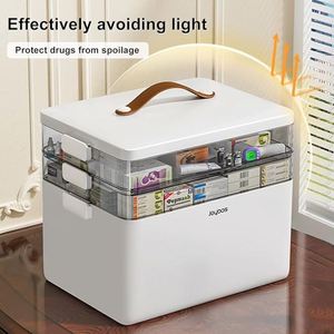 3-Tier Medicine <b>Storage</b> <b>Box</b> - First Aid Kit <b>Storage</b> with Moisture-Proof Shading Design Portable Medicine <b>Storage</b> <b>Box</b> - Product Image 3