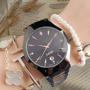 Montre de luxe pour homme en acier inoxydable Jubile, cadran noir, mouvement à quartz, affichage de la date et index en diamant, montre décontractée et élégante - Product Image 3