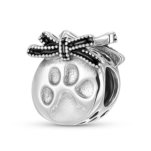 Cổ phiếu bán buôn 925 sterling Silver Charm dễ thương động vật Paw in Bow hạt cho vòng đeo tay dây chuyền thời trang Đồ trang sức làm - Product Image 1