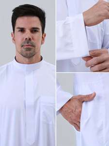 Túnicas Árabes y Burkas para Hombre, de Poliéster Ligero, de Secado Rápido, Antiestáticas, Elegantes, de Manga Larga, Cuello Alto, Color Sólido, para Todas las Temporadas - Product Image 1