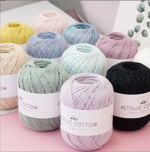2022 New Bojay Super Soft Hand Knitting 50g Ball Yarn, 1/2.8NM 97% Cotton and 3% Colorful Silk Blended Yarn