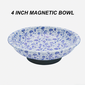 파란색 패턴 자석 그릇 4인치 바늘꽂이 바느질 도구 바늘 자석 금속판 측면 자석 그릇 자석 바늘꽂이 - Product Image 2