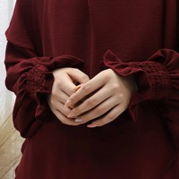 Ensemble Niqab pour Jilbab inspiré de Dubaï pour femmes musulmanes Abaya Khimar en polyester de couleur unie 2 pièces islamique turque