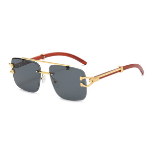 <b>Rimless</b> Rectangle <b>Sunglasses</b> UV400 Unisex Adult Sun Protection Fashionable Design - Product Image 4