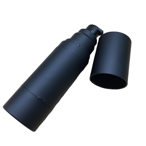 Whosale empty black acrylic airless pump bottle 30ml 50ml matte frosted finish plastic cosmetic packaging bottle