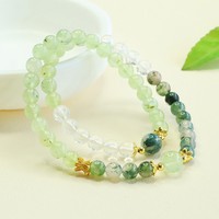 Bracelet double cercle en préhnite naturelle Aiyu en gros, bracelet en agate mousse et quartz clair pour femme, diffusion en direct S5072505