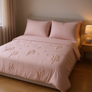 Juego de Sábanas Vias Tamaño Queen, Color Rosa Dulce, 2 Fundas de Almohada, Hipoalergénicas, Lavables a Máquina, Diseño de Semillas, Sábana Plana de Algodón - Product Image 2