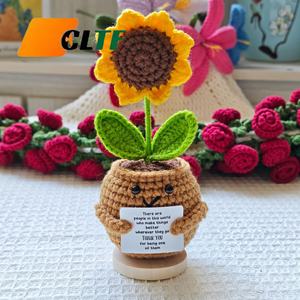 ของขวัญถักโครเชต์รูปดอกทานตะวันในกระถาง ปี 2026 ขายส่งจากโรงงานโดยตรง ของขวัญแฮนด์เมดขนาดเล็ก น่ารัก <span class=keywords><strong>ตลก</strong></span> สดใส ตุ๊กตาถักโครเชต์ ของขวัญดอกไม้ถักโครเชต์สำหรับคุณแม่ - Product Image 6