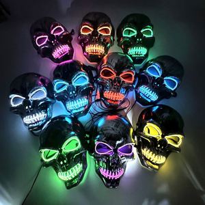 All'ingrosso teschio maschera piena di Halloween Cosplay <span class=keywords><strong>Horror</strong></span> luminoso LED maschera 10 singolo colore per la scelta del partito Glow maschera - Product Image 2