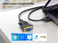 CableCreation - Cable Serial Industrial USB a RS232 Hembra DB9 con Chipset FTDI, Adaptador USB 2.0 a RS232, Compatible con Windows y Mac