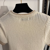 2026 Hot-Selling Nieuwe Stijl Glanzende Jacquard Logo Letter Korte Mouw Gebreide Shirt Designer Slim T-Shirt Groothandel