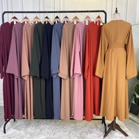 6394 #   Kaftan Abaya décontracté pour l'Aïd, couleur unie, respirant, léger, simple et modeste, vêtements islamiques, robes musulmanes pour femmes
