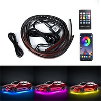 Kit d'éclairage LED pour châssis de voiture 12V 8W RGB avec télécommande via application, bande lumineuse d'ambiance à effets dynamiques et activée par la musique pour portes tout-terrain