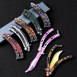 Cuchillo de Entrenamiento Tipo Balisong de <span class=keywords><strong>CSGO</strong></span>, Suministro Directo de Fábrica, Hoja Multifuncional para Campismo, Plegable, para Prácticas, DIY - Product Image 6